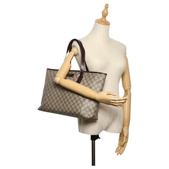 Authentic Gucci GG Supreme Tote Bag Beige/Dark brown - Picture 3 of 15